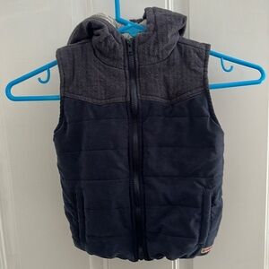 Hudson Boy’s Navy Blue Hooded Quilted Puffer Vest, Size 3t